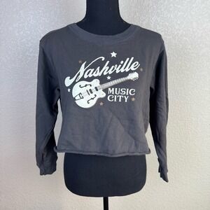 Altar'd State Nashville Music City‎ Graphic Cropped Long Sleeve light sweatshirr
